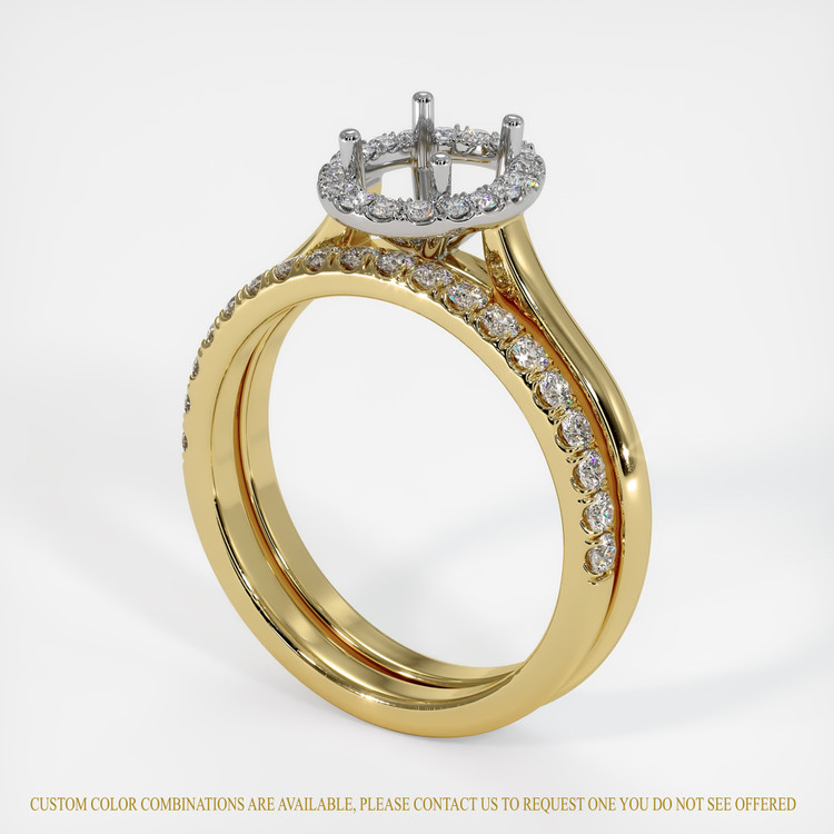14K White & Yellow Pave Ring Setting