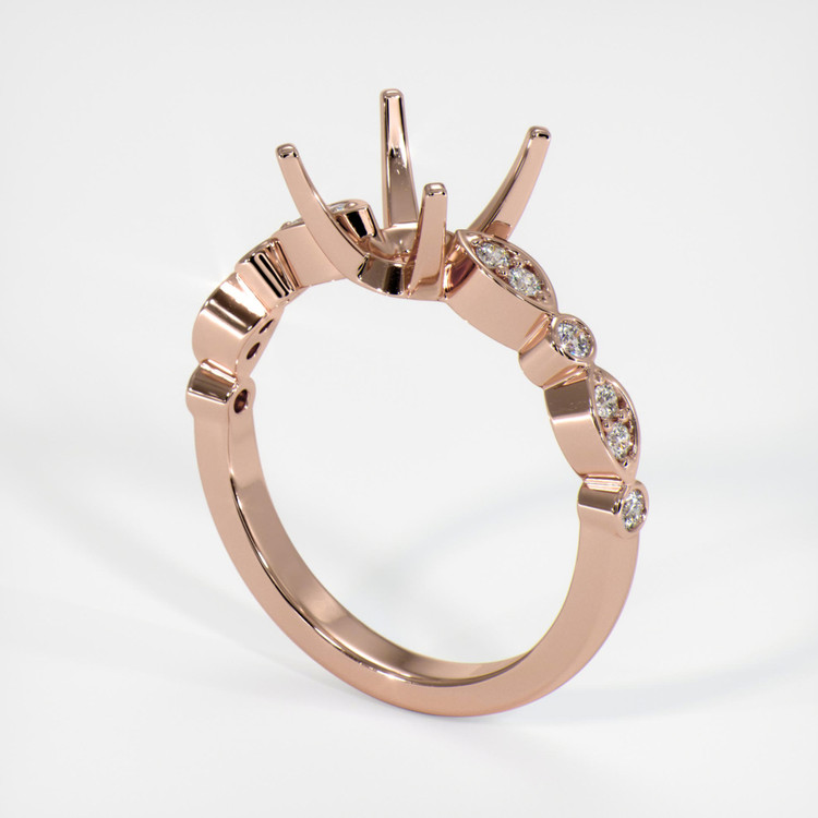 14K Rose Gold Pave Ring Setting