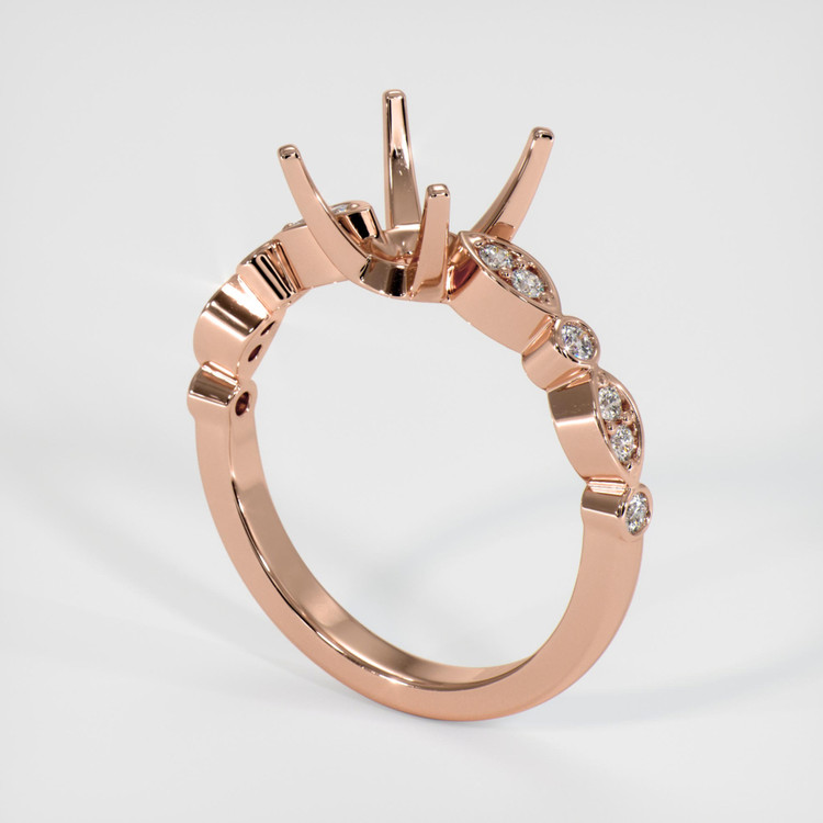 14K Rose Gold Pave Ring Setting