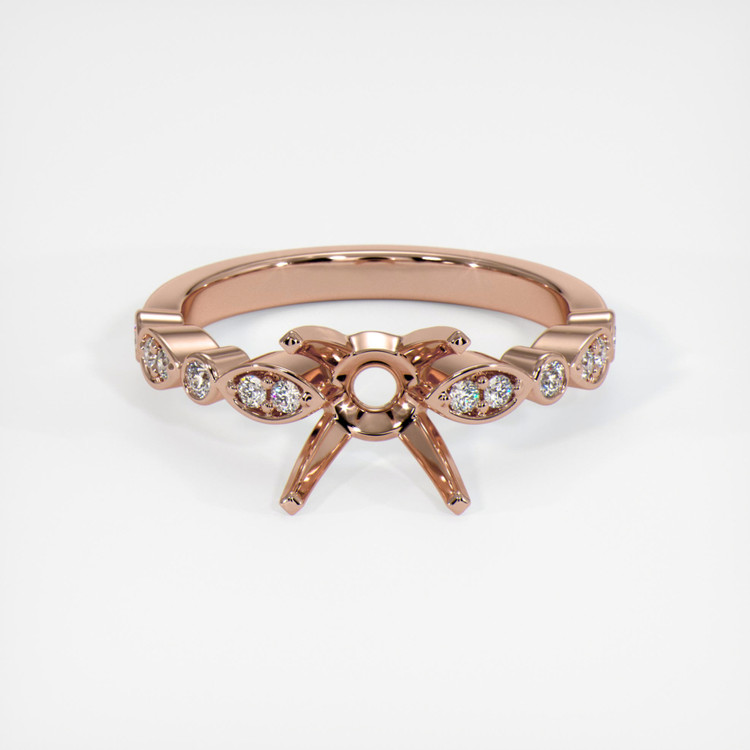 14K Rose Gold Pave Ring Setting