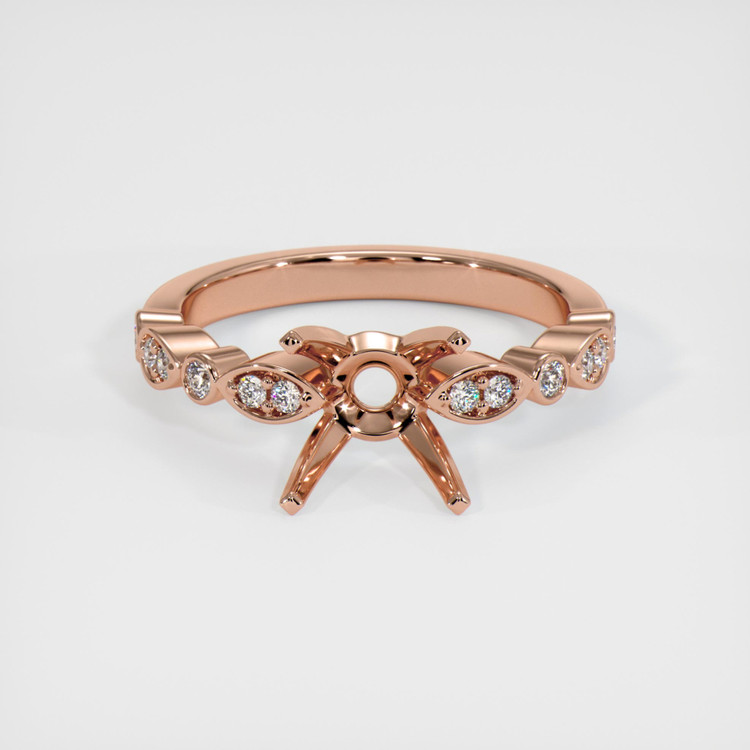 14K Rose Gold Pave Ring Setting