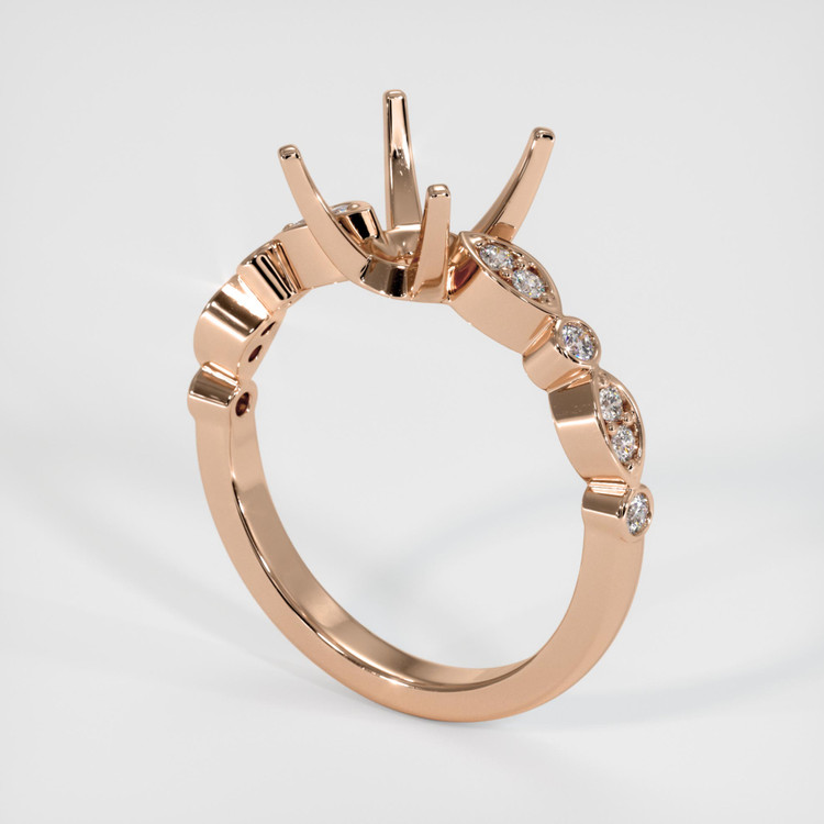 18K Rose Gold Pave Ring Setting