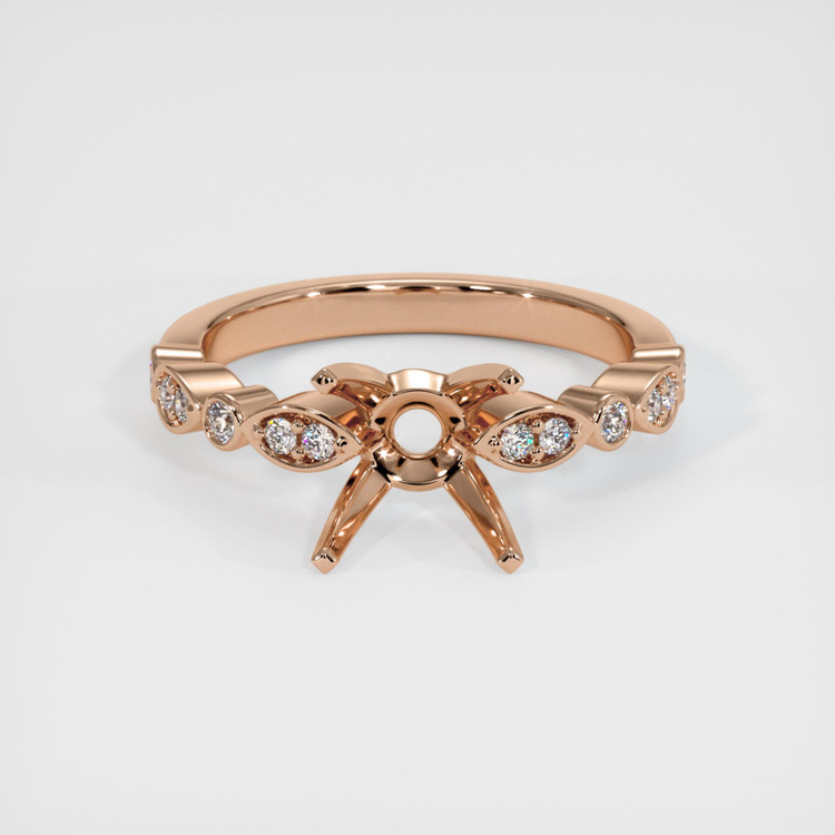 18K Rose Gold Pave Ring Setting