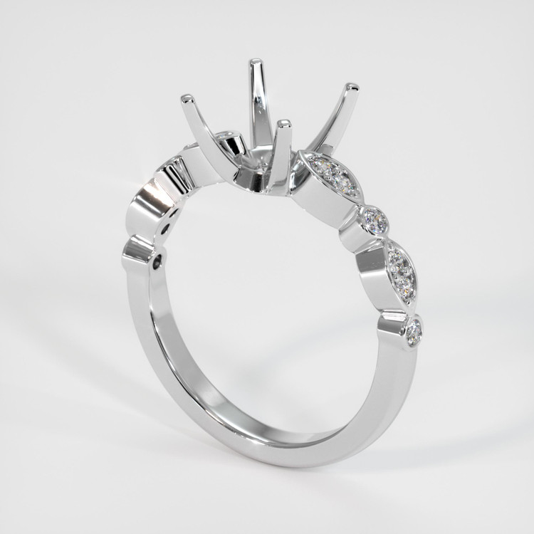 14K White Gold Pave Ring Setting