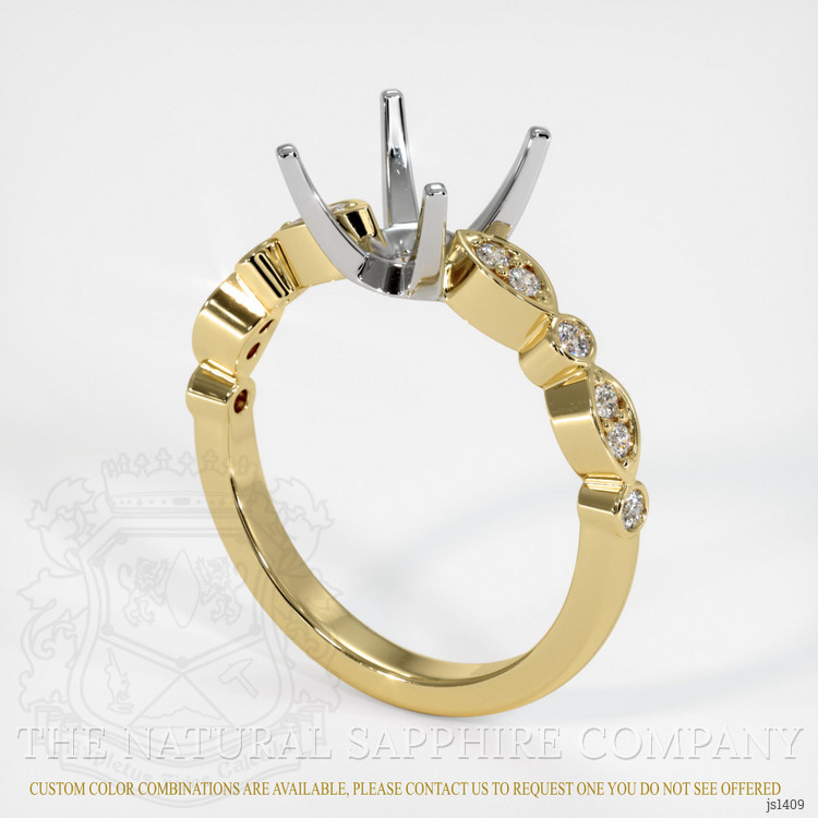 14K White & Yellow Pave Ring Setting