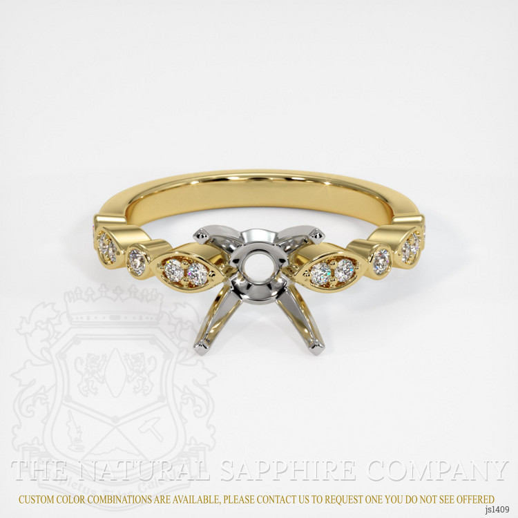 14K White & Yellow Pave Ring Setting