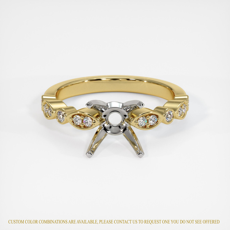 14K White & Yellow Pave Ring Setting
