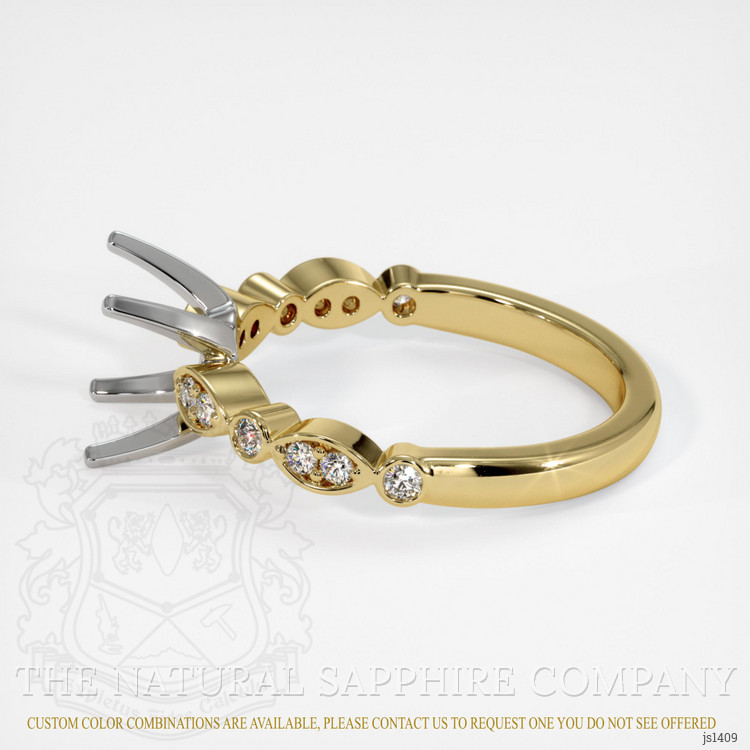 14K White & Yellow Pave Ring Setting