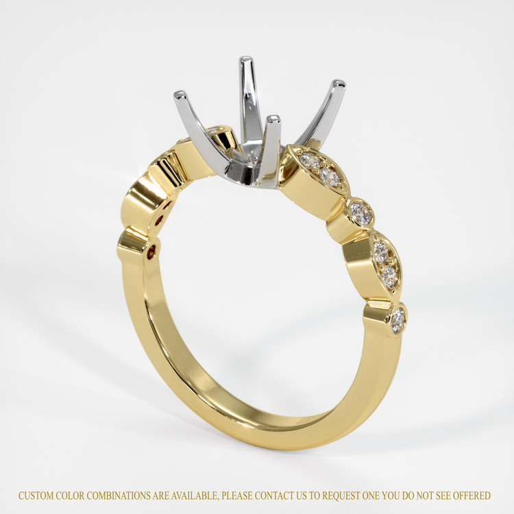 18K White & Yellow Pave Ring Setting