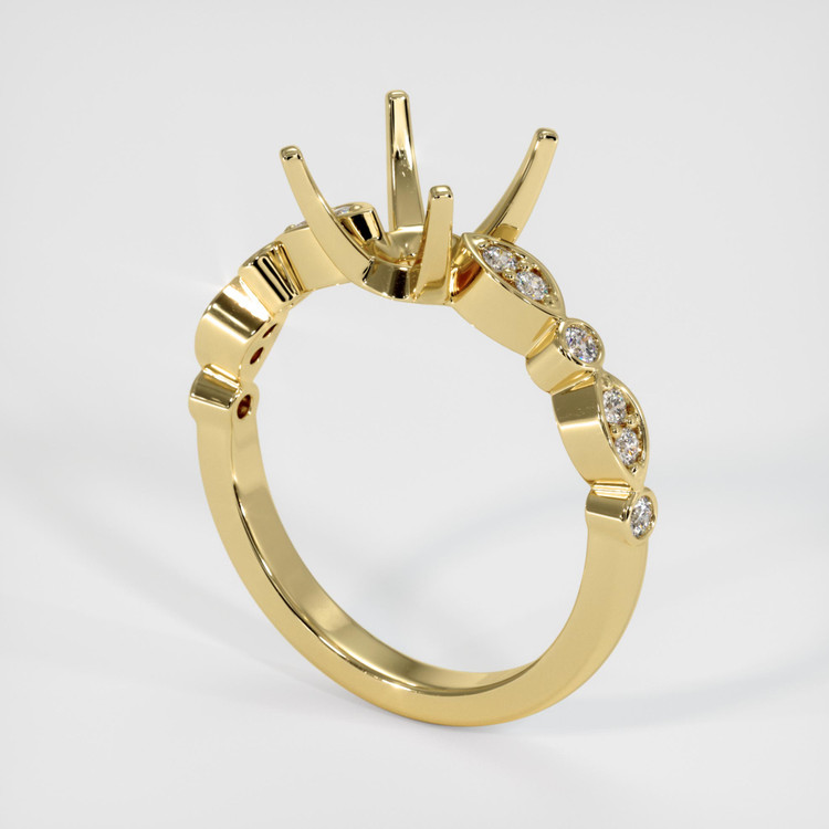 18K Yellow Gold Pave Ring Setting