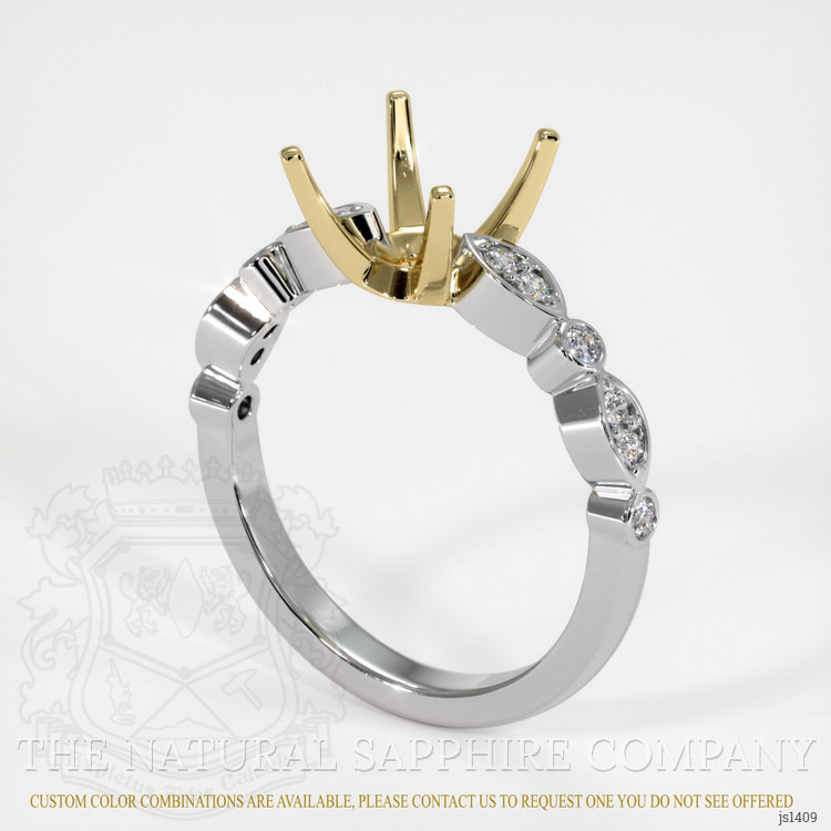 14K Yellow & White Pave Ring Setting