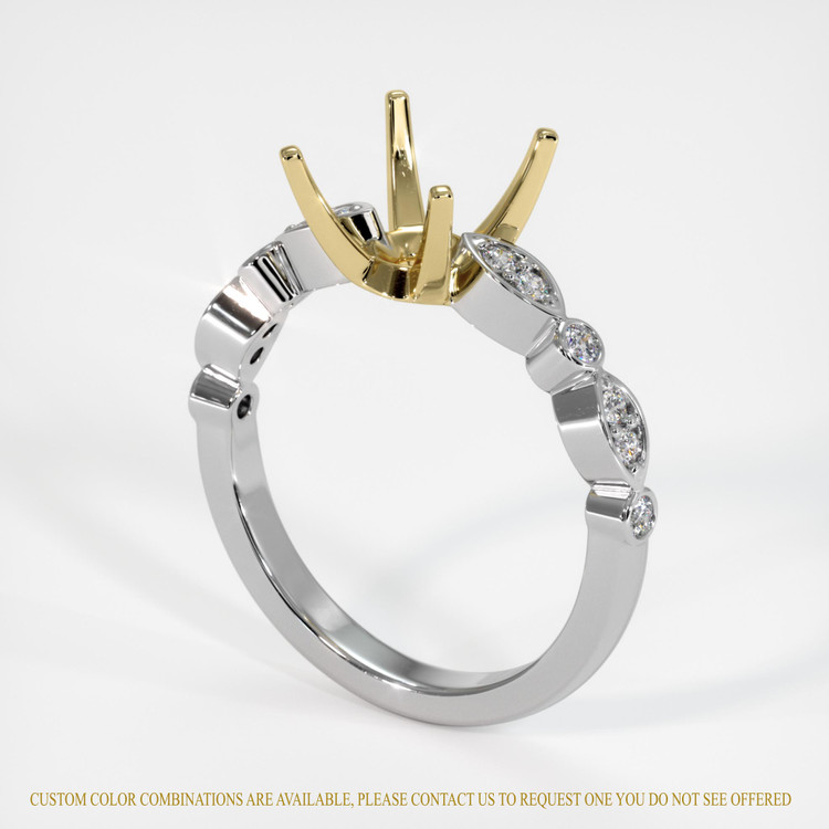14K Yellow & White Pave Ring Setting