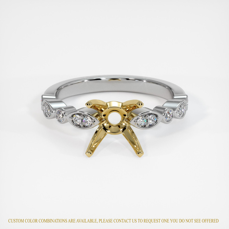 14K Yellow & White Pave Ring Setting