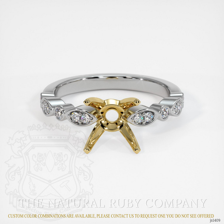 14K Yellow & White Pave Ring Setting