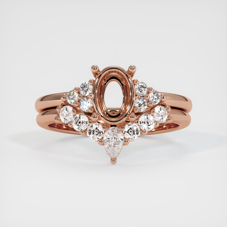 14K Rose Gold Accent Stones Ring Setting
