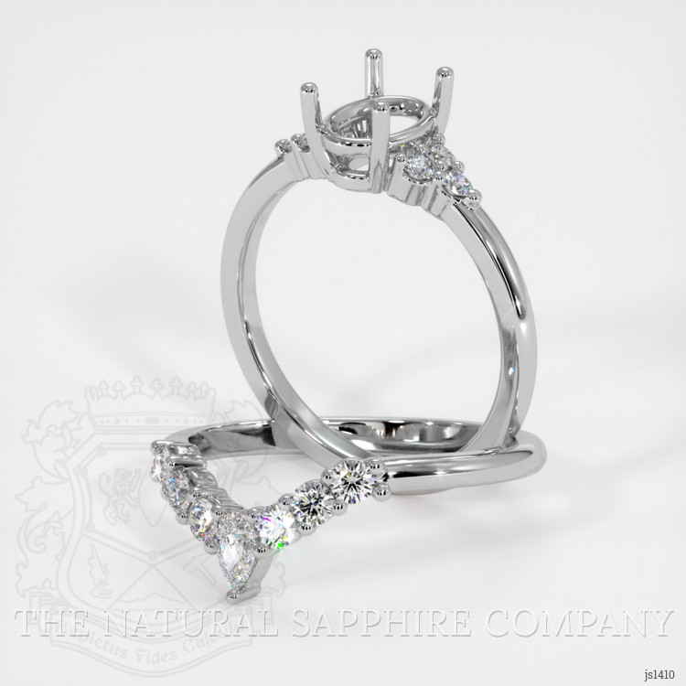 14K White Gold Accent Stones Ring Setting