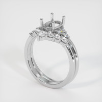 Wedding Set Emerald Ring 1.21 Ct., 18K White Gold Combination Setting