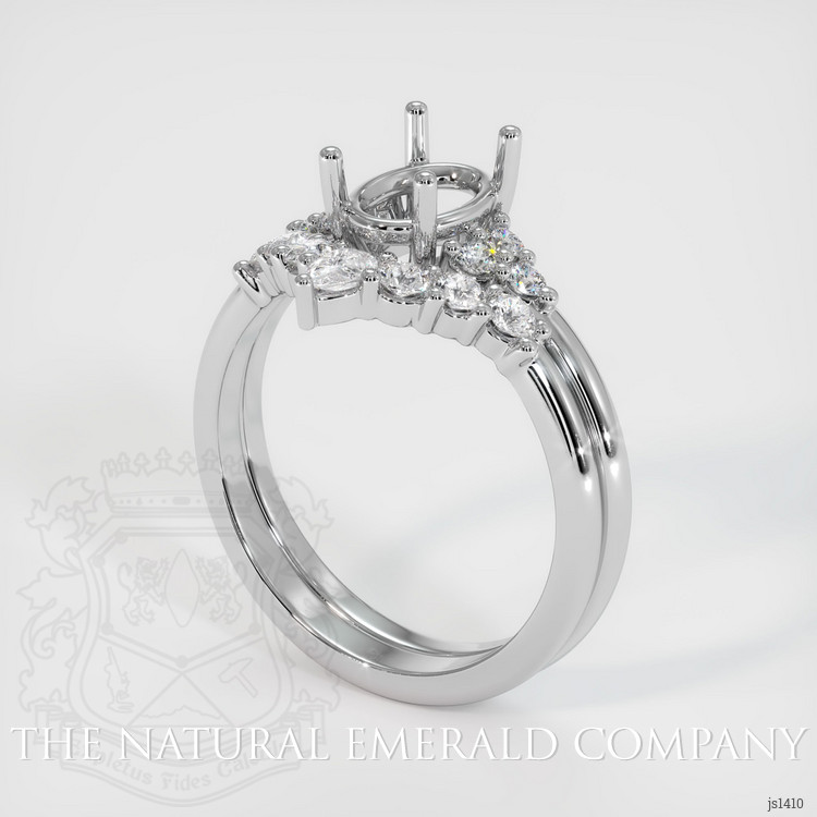Wedding Set Emerald Ring 1.21 Ct., 18K White Gold