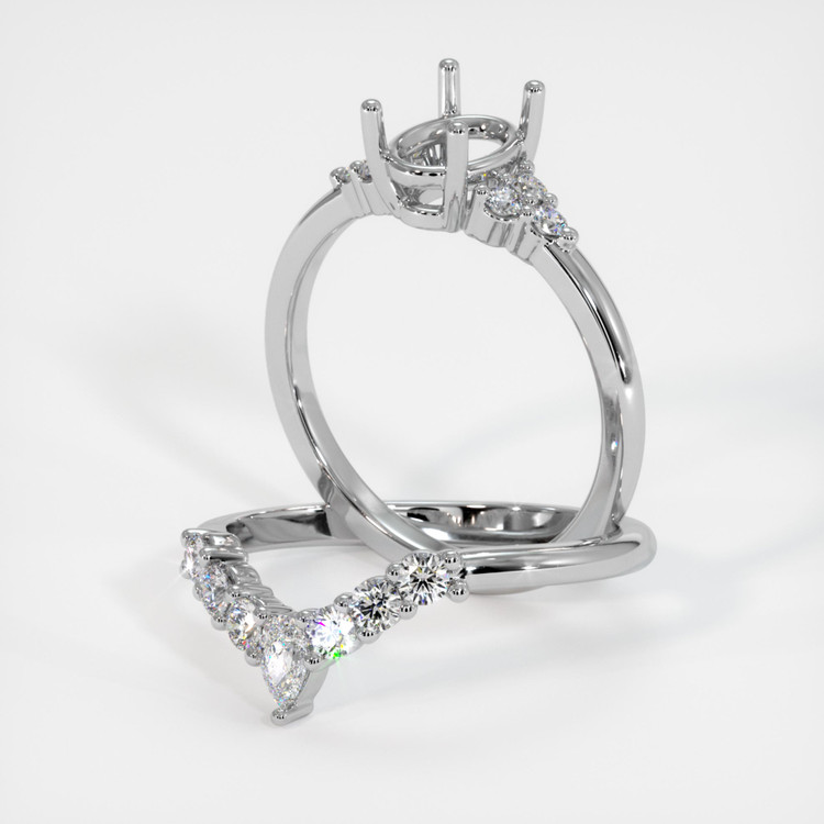 18K White Gold Accent Stones Ring Setting