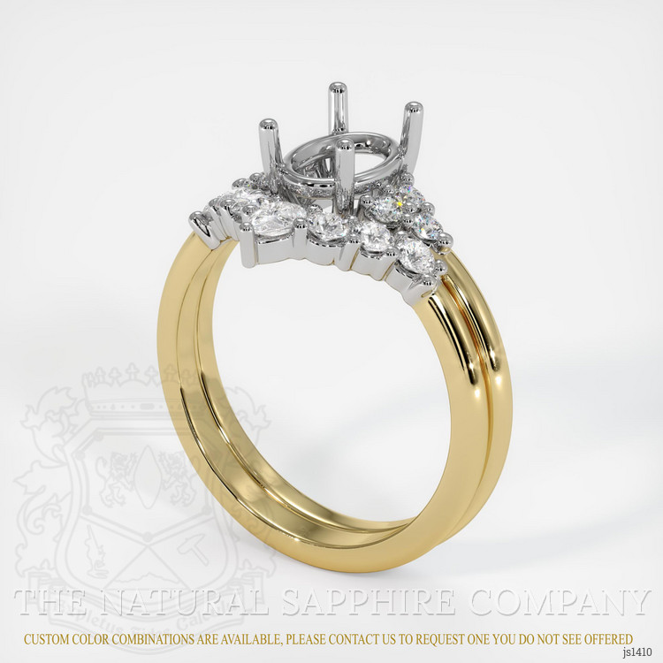 14K White & Yellow Accent Stones Ring Setting