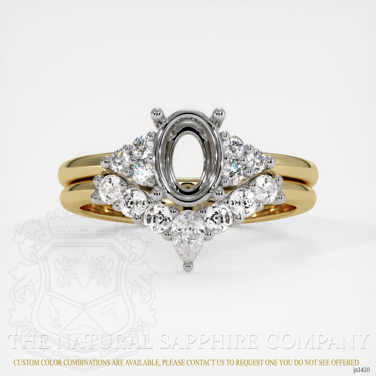 14K White & Yellow Accent Stones Ring Setting