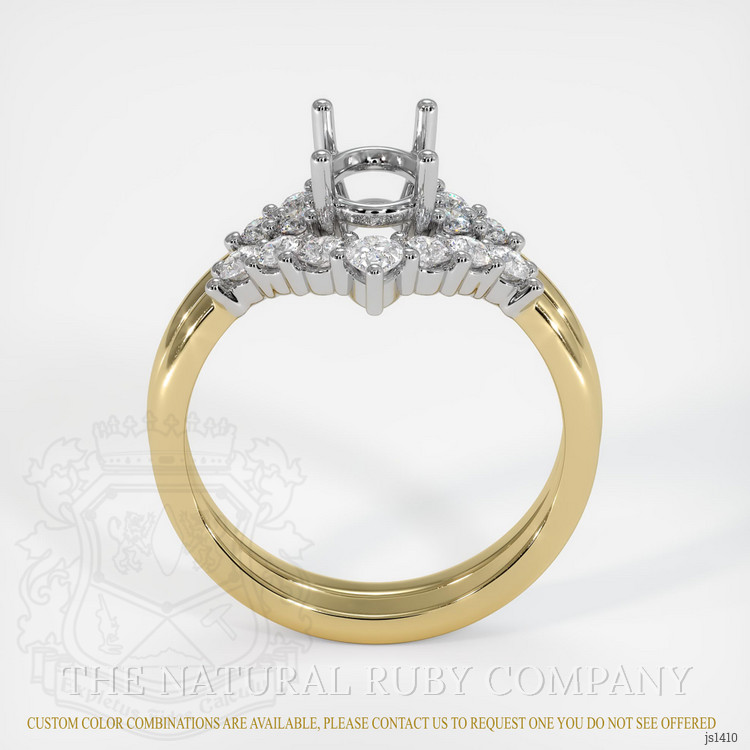 14K White & Yellow Accent Stones Ring Setting