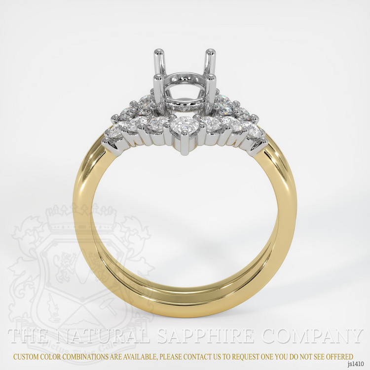 14K White & Yellow Accent Stones Ring Setting