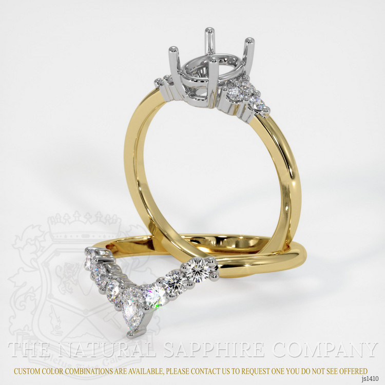 14K White & Yellow Accent Stones Ring Setting