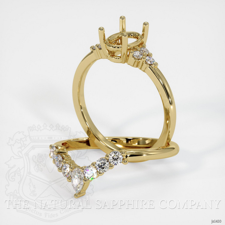 18K Yellow Gold Accent Stones Ring Setting