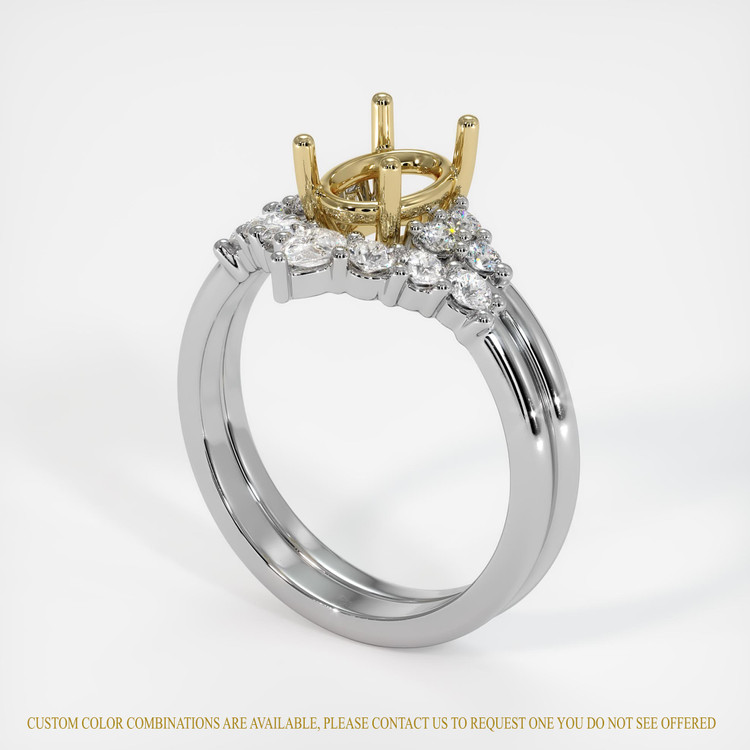 14K Yellow & White Accent Stones Ring Setting