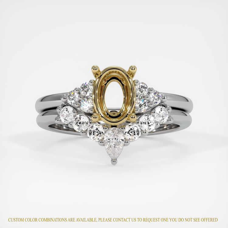 14K Yellow & White Accent Stones Ring Setting