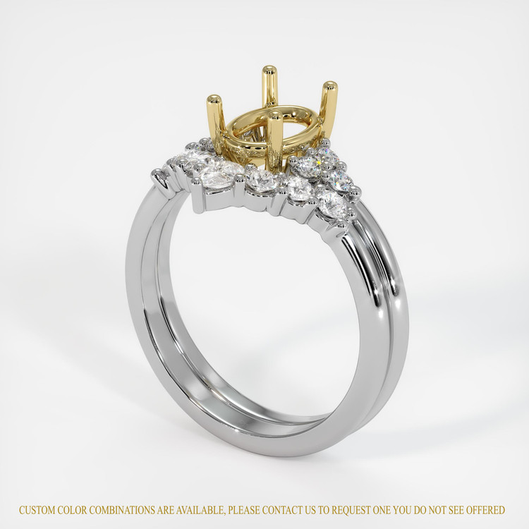 18K Yellow & White Accent Stones Ring Setting