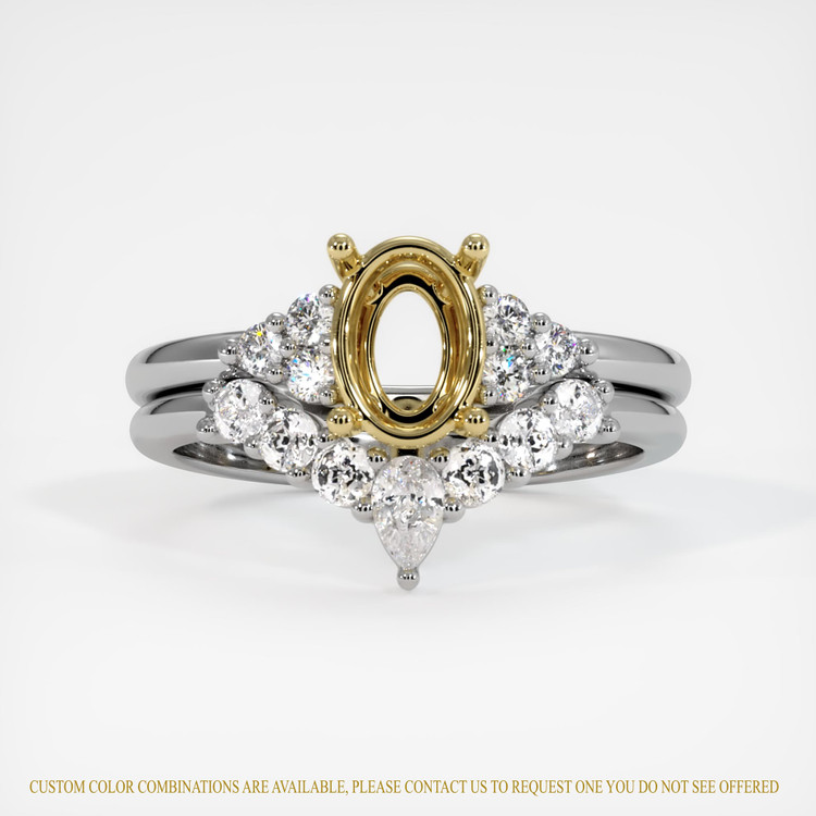 18K Yellow & White Accent Stones Ring Setting
