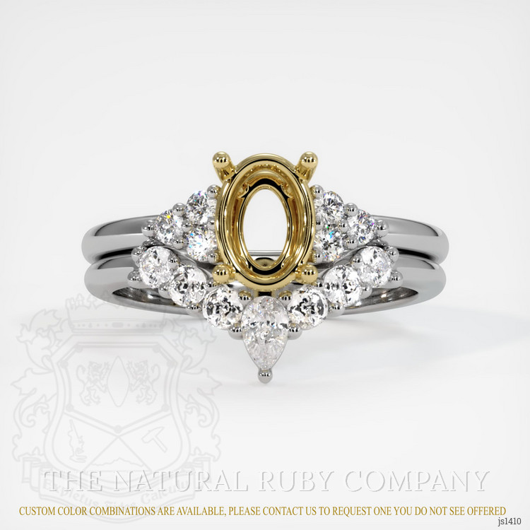 18K Yellow & White Accent Stones Ring Setting