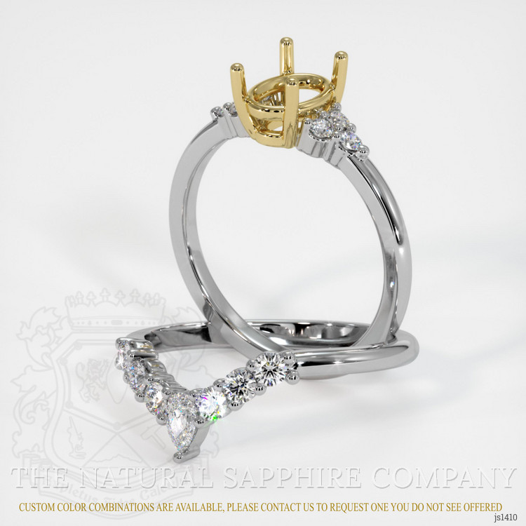 18K Yellow & White Accent Stones Ring Setting