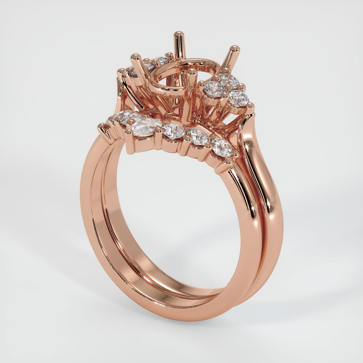 14K Rose Gold Accent Stones Ring Setting