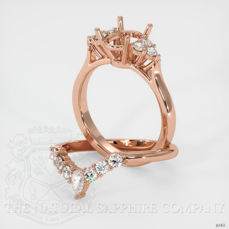 14K Rose Gold Accent Stones Ring Setting