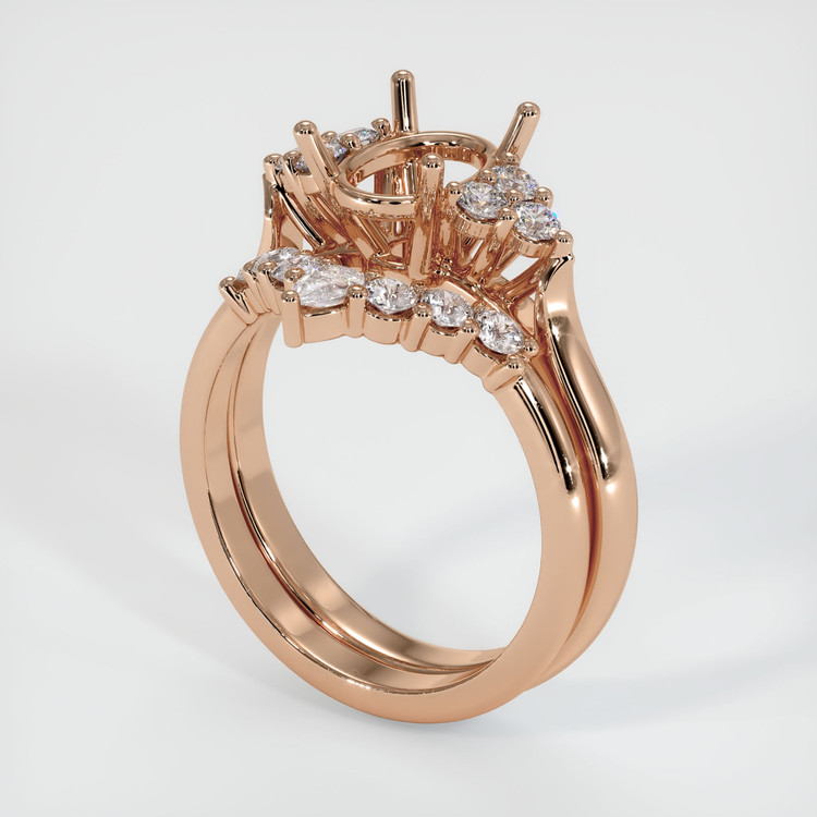 18K Rose Gold Accent Stones Ring Setting