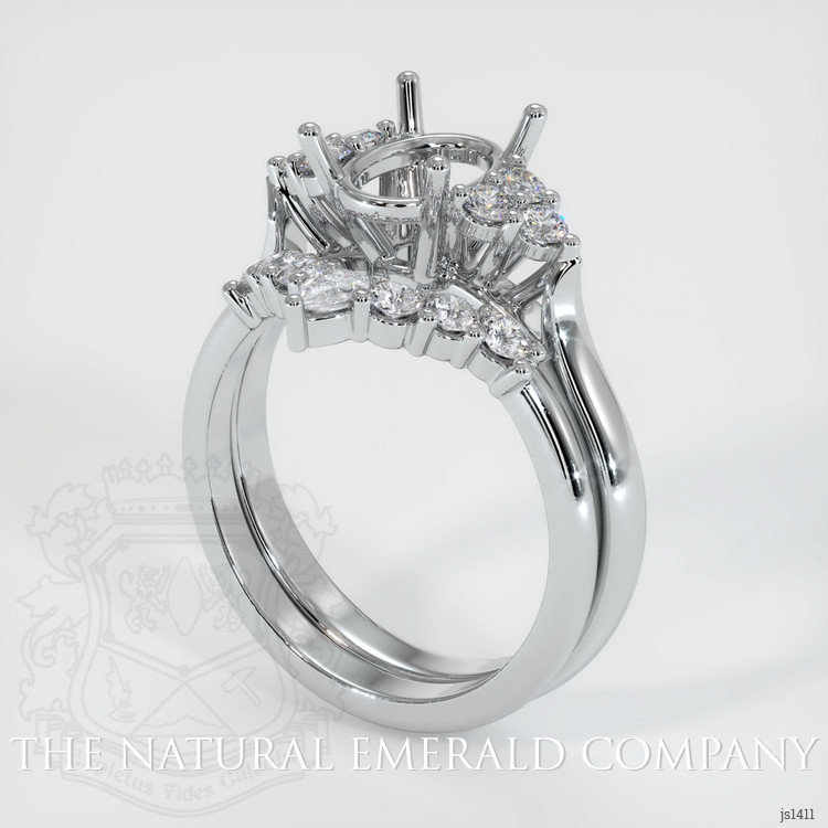 Wedding Set Emerald Ring 1.32 Ct., 18K White Gold