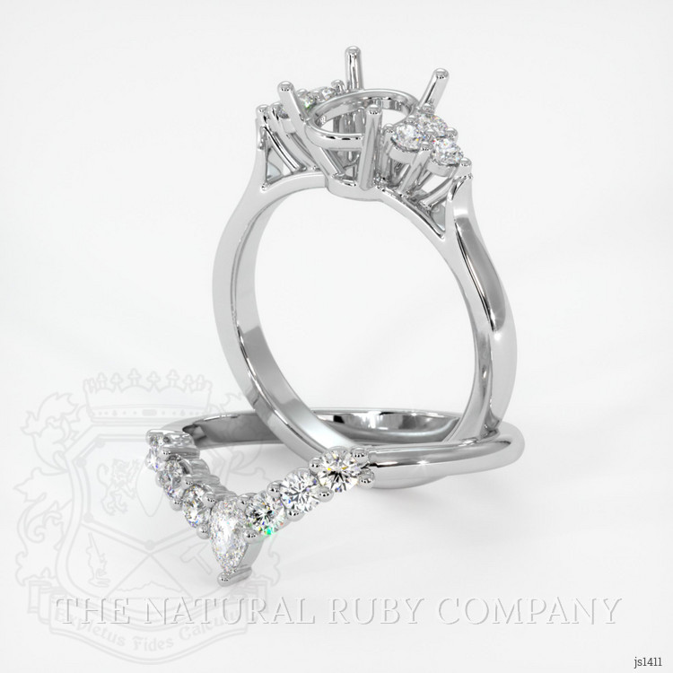 18K White Gold Accent Stones Ring Setting