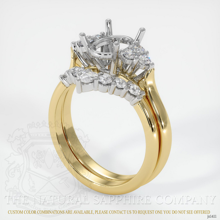 14K White & Yellow Accent Stones Ring Setting