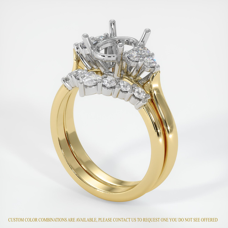 14K White & Yellow Accent Stones Ring Setting