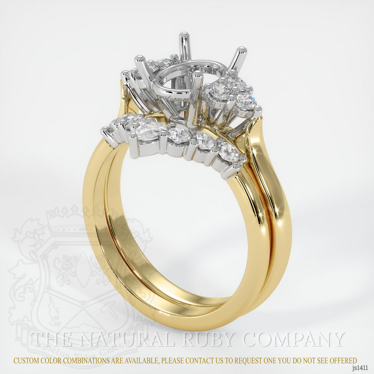 14K White & Yellow Accent Stones Ring Setting