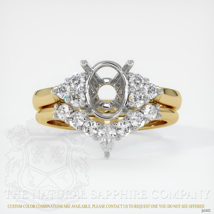 14K White & Yellow Accent Stones Ring Setting