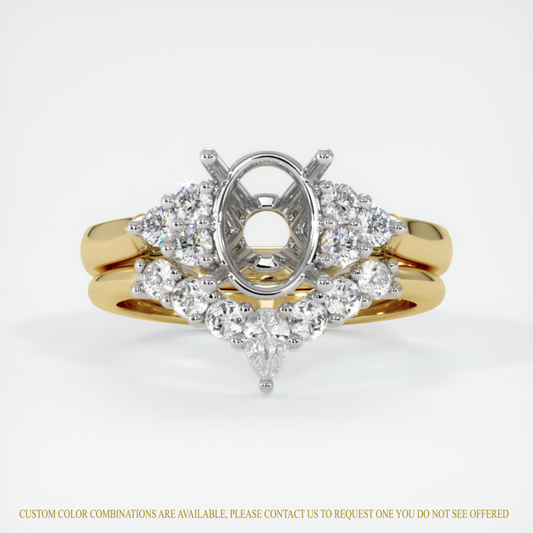 14K White & Yellow Accent Stones Ring Setting