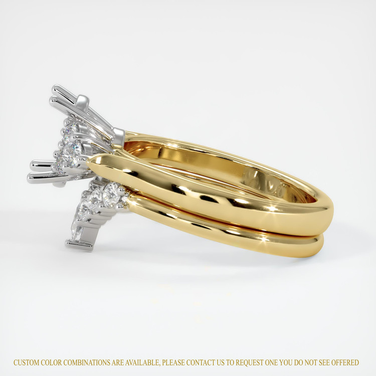 14K White & Yellow Accent Stones Ring Setting