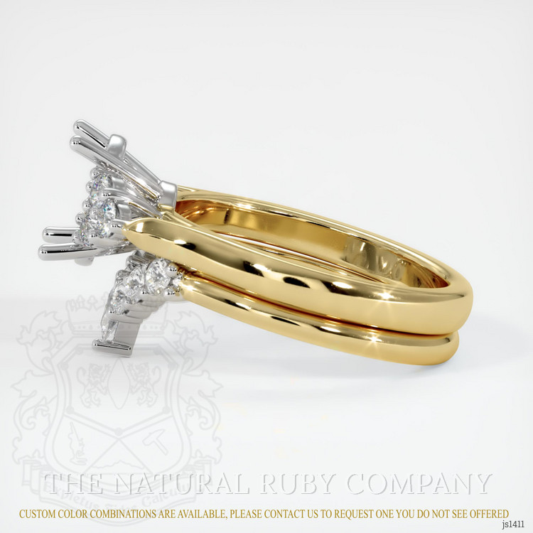 14K White & Yellow Accent Stones Ring Setting