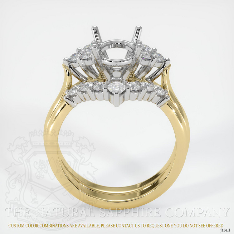 14K White & Yellow Accent Stones Ring Setting