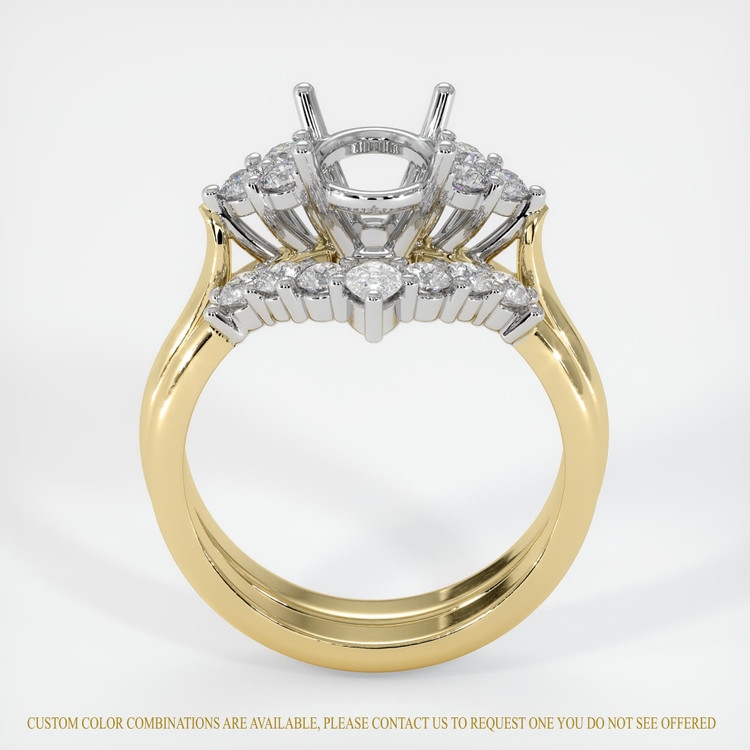 14K White & Yellow Accent Stones Ring Setting