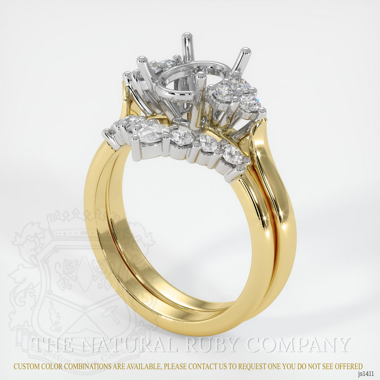 18K White & Yellow Accent Stones Ring Setting